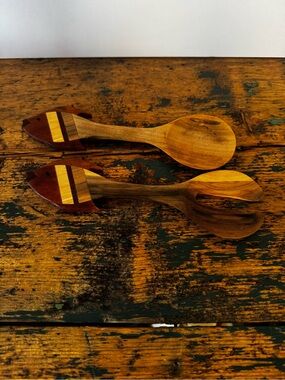 Handcrafted Wooden Salad Serving Spoon Set - Two-Piece